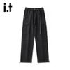 CHOCOOLATEIT Men's Cotton Pleated Straight Cargo Pants