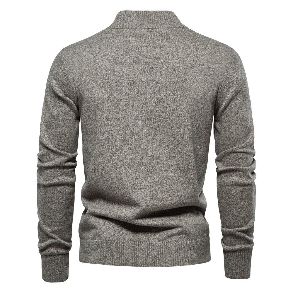 Men's 2024 European & American High-Quality Solid Color Business Casual Autumn/Winter Cardigan Sweater