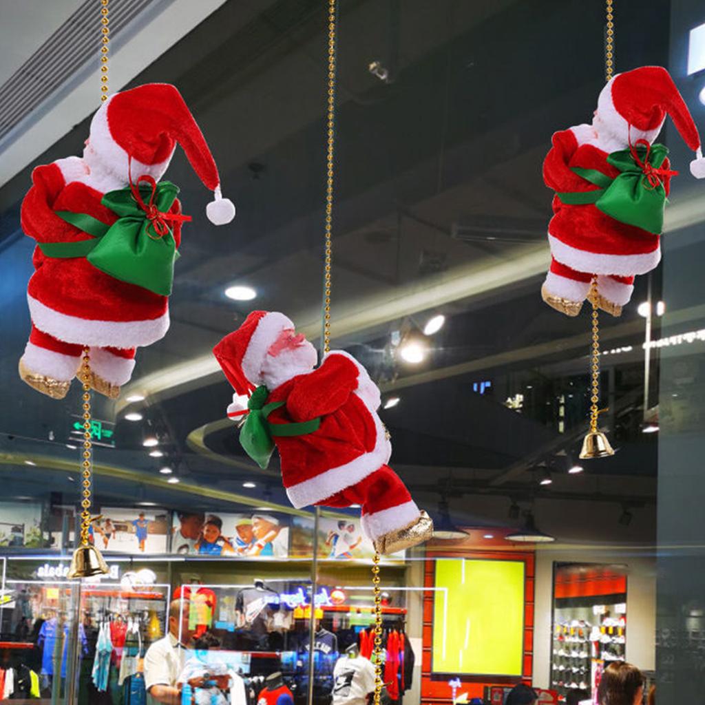 Работающий от батареек Санта-Клаус, карабкающийся по веревке, с музыкой, Рождественское украшение, Электрический Санта-Клаус, карабкающийся по веревке, для вечеринки, дома, двери