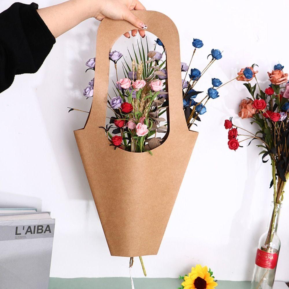 Romantic Flowers Paper Bag Simple Flower Packaging Bag Creative Flower Arrangement Bag Rose Flower