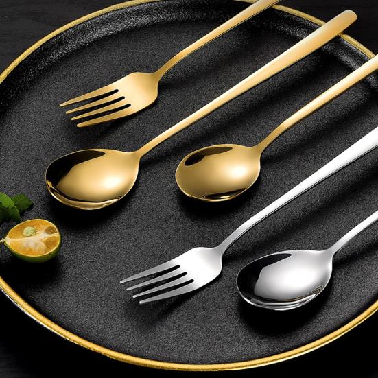 Ложка Вилка Нержавеющая сталь Корейский стиль Элегантный Прочный Легко чистить