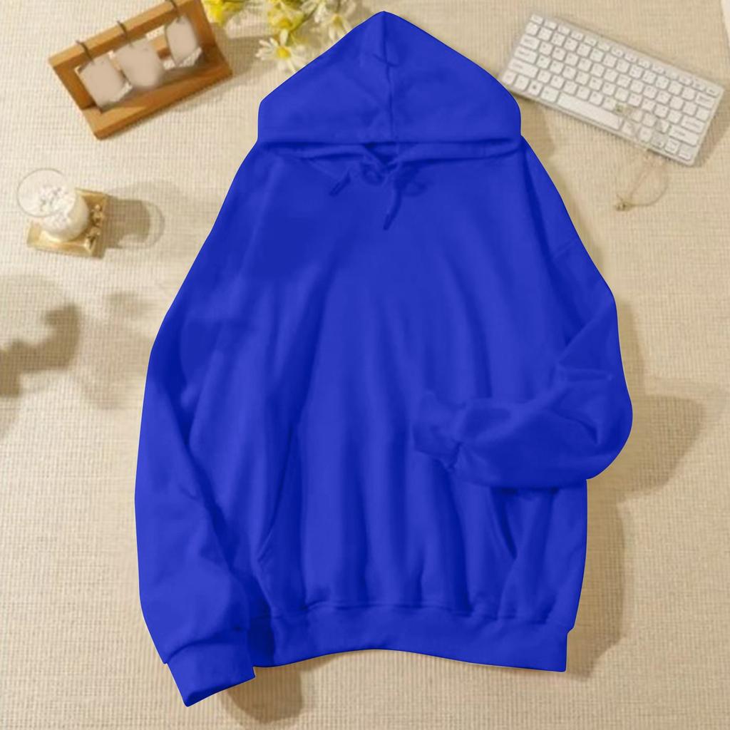 Женская повседневная и модная однотонная теплая рубашка с длинными рукавами и капюшоном, свободная и удобная толстовка
