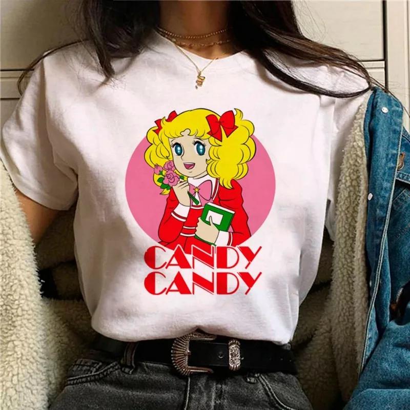 Candy Top - Модная дизайнерская футболка для женщин, Хлопковая футболка с принтом в стиле Харадзюку для девушек, Удобная повседневная футболка на лето