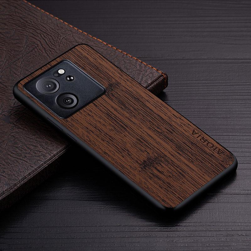 Case for Xiaomi 14 13 12 12S 11 10 13T 12T 11T Pro Ultra Lite Bamboo Wood Pattern Leather Phone Cover Luxury Cases
