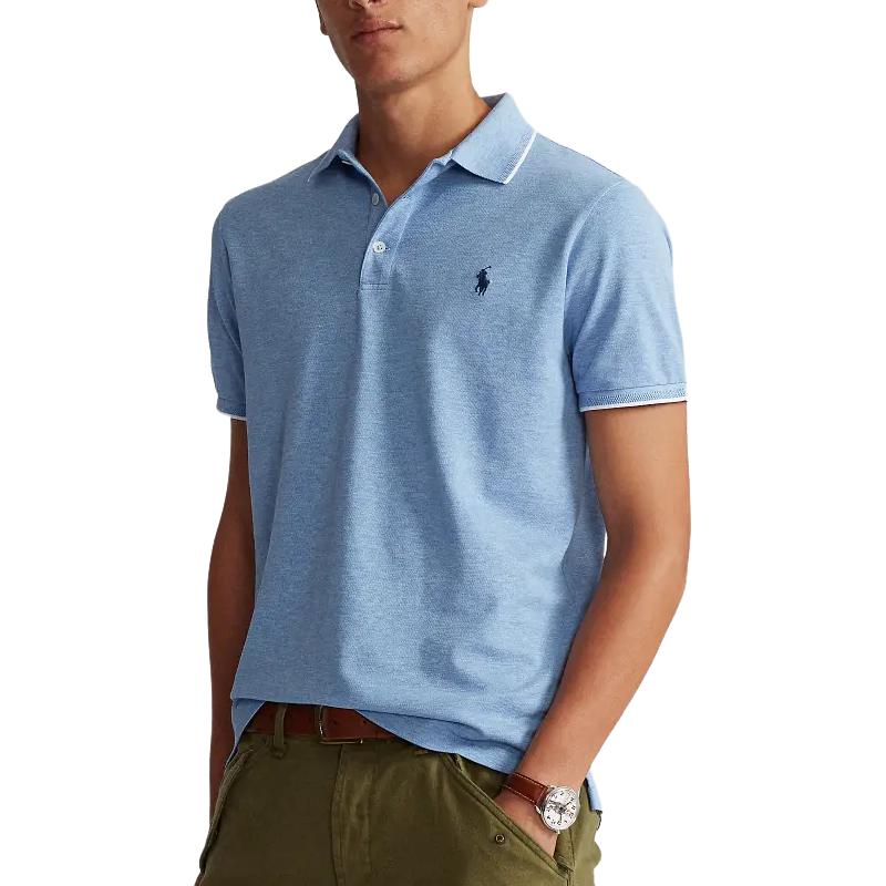 Polo Ralph Lauren Logo Вышитый Slim Fit Прямой покрой Рубашка поло с коротким рукавом Мужские топы Island-Blue MNPOKNI1N820582-400