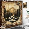 Деревенская шторка для душа «Медвежья хижина», дизайн «Западный лодж, горное животное», водонепроницаемый полиэстер с крючками