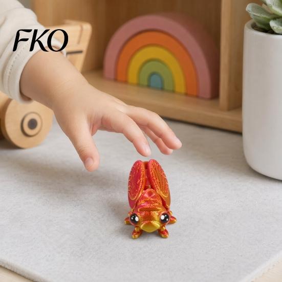 Collectible Cicada Figure 3D Printed Figurine, Realistic Model with Movable PLA Sculpture Joints, Stress Relief Insect Fidget Toy for Kids Adults
