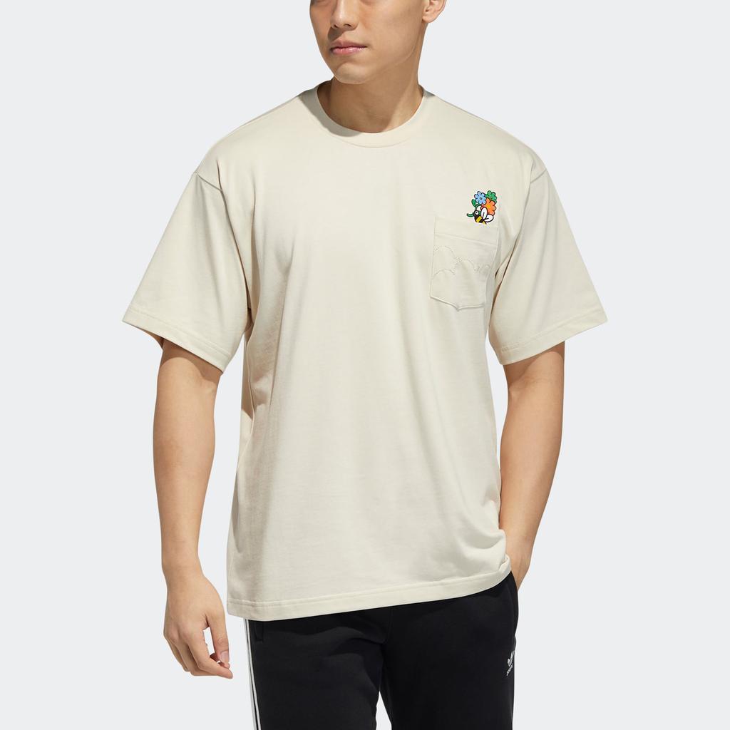 Adidas Футболка с коротким рукавом Originals X Melting Sadness с цветочным принтом и круглым вырезом, винтажные мужские топы Off-White HB6860