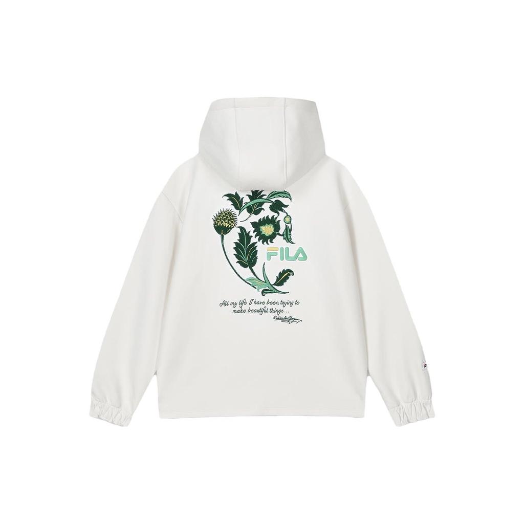 Fila X V&A Museum Collaboration Morgan Series Pattern Printed Hoodie Women Hoodies Cloud-Mushroom-White F11W418203F-WT