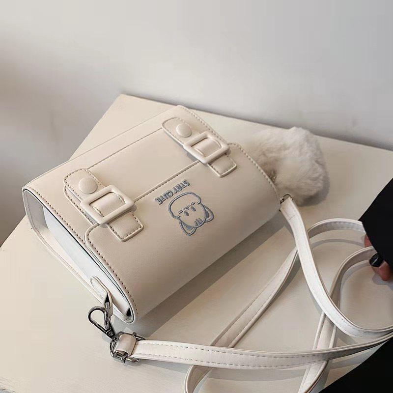 Women Shoulder Bag New Messenger Bag Kitten Cute Small Square Bag Shoulder Crossbody Bag Popular Hit Color Bag Korean Version for Travel Shopping