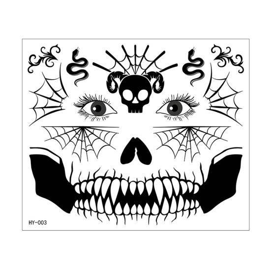 Наклейка на лицо с татуировками на Хэллоуин, светящаяся в темноте 3D-набор для макияжа ведьмы-зомби, водонепроницаемые съемные временные наклейки для татуировки ко Дню мертвых
