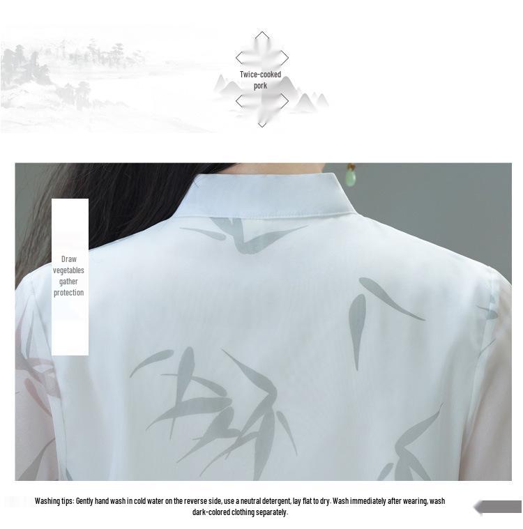 Ретро костюм в китайском стиле с принтом, воротником-стойкой, костюм Тан, ханьфу, ципао, топ и набор для чайной церемонии