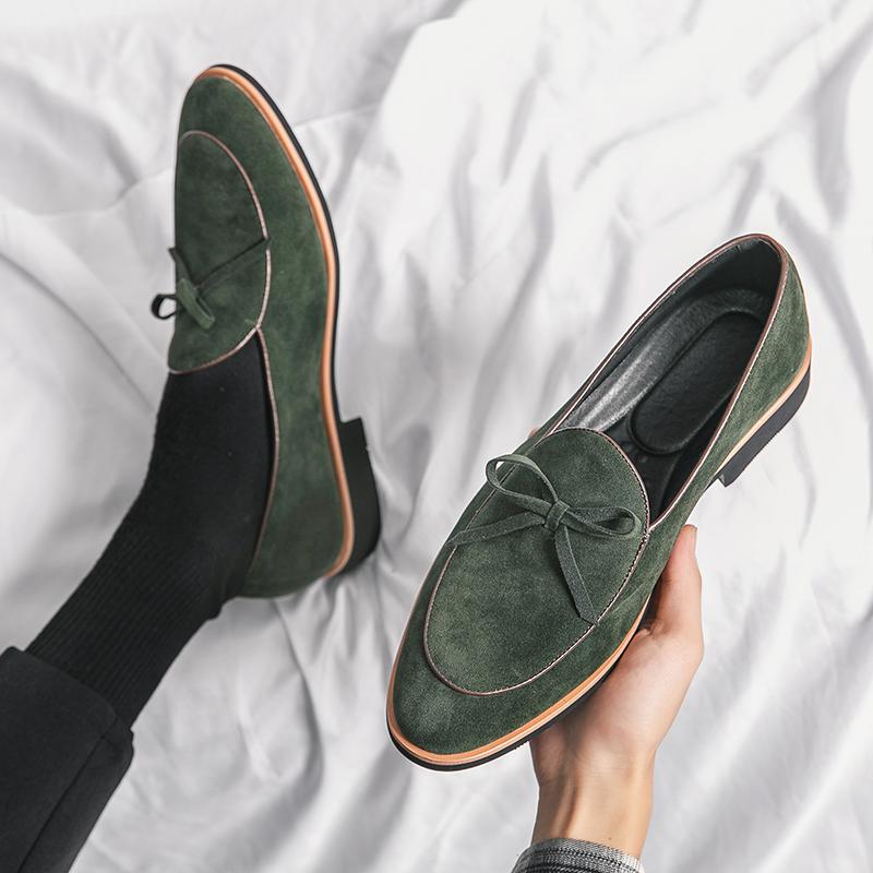 Designer Men's Pointed Suede Bowtie Gentleman Oxford Dress Wedding Prom Homecoming Patent Leather Shoes Sapato Social Masculino