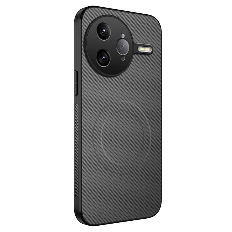 Carbon Fiber Wireless Charging Magnetic Cases For Poco F7 Ultra F6 Pro Lens Protection Silicone Soft Bumper Cover Phone Case