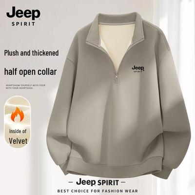 Мужская толстовка JEEP SPIRIT на молнии до середины, с флисовой подкладкой, 2025 Зима