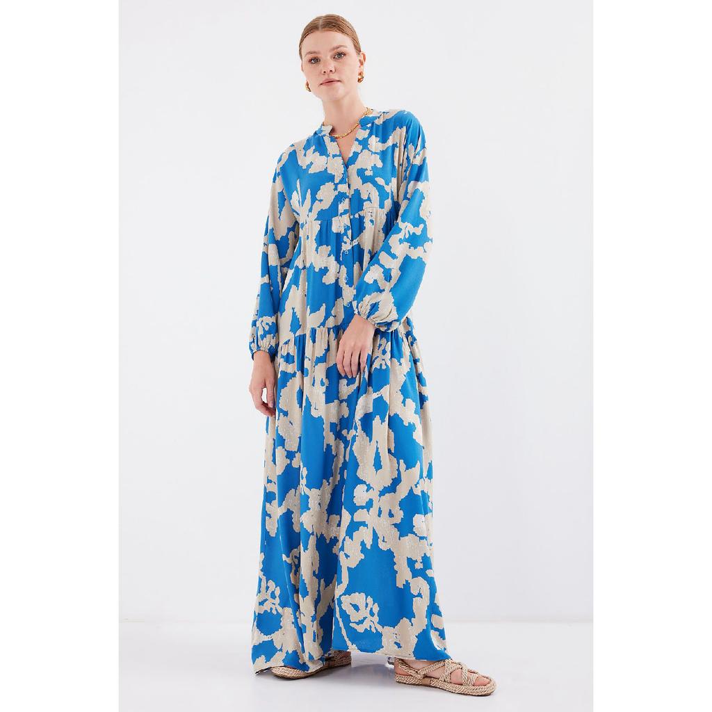 2423 Authentic Patterned Dress - M. Cream