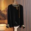 Mommy Sweatshirt with Embroidered Silk and Velvet Top for Women Loose Long Sleeve Autumn