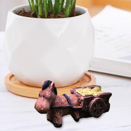 Donkey Cart Figurine Weather-Proof Donkey Trolley Statue Small Garden Decoration