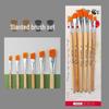 Set of 6 Cross-border Nylon Hair Oil Painting Brushes with Multiple Heads, Pearlescent White Handle, Ideal for Watercolor and Acrylic Art
