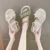 Fashion Sandals for Women's Summer 2024 New Beading Slip-On Soft Sole Beach Shoes Girl Fairy Style Sandal Thick Sole Sandalias