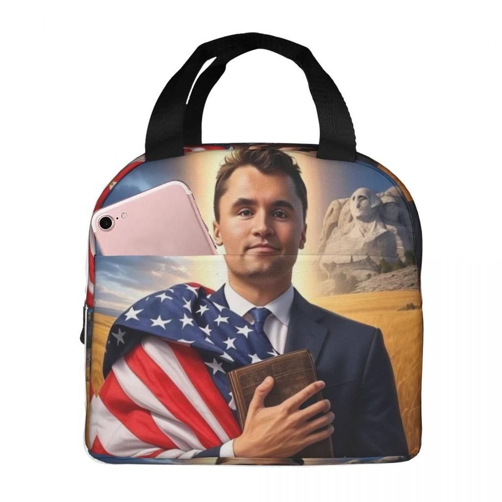 Insulated Lunch Tote Bag Charlie Kirk Angelic Advocate Accessories Food Box INS Trendy Cooler Thermal Lunch Box For School