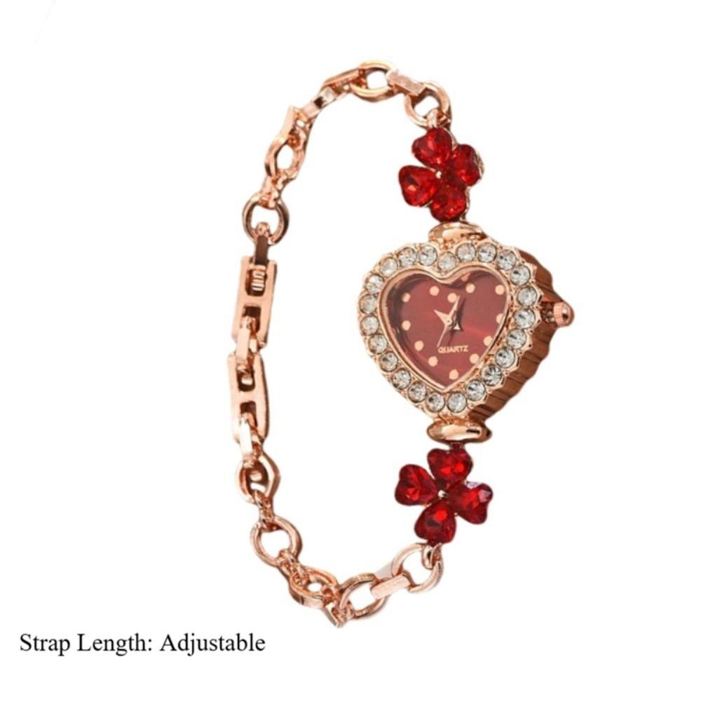 with Adjustable Bracelet Heart Shaped Watch Diamond Studded Watch Strap Wrist Decoration Gift