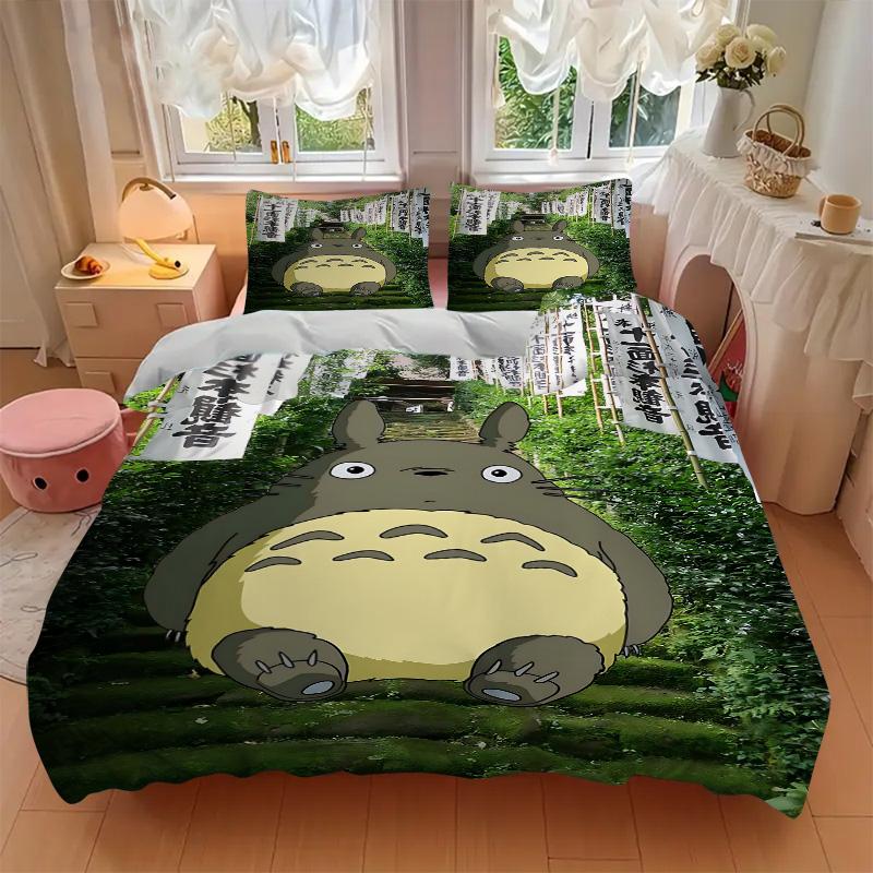 Neighbor Totoro Forest Print 3Pcs Bedding Setduvet Cover With 2 Bedropillowcase Home Birthday Gift