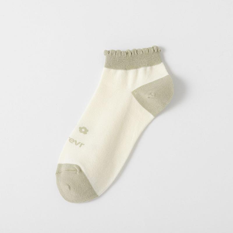 Женские летние хлопковые полосатые дышащие маленькие свежие кружевные носки-лодочки с пузырчатым краем