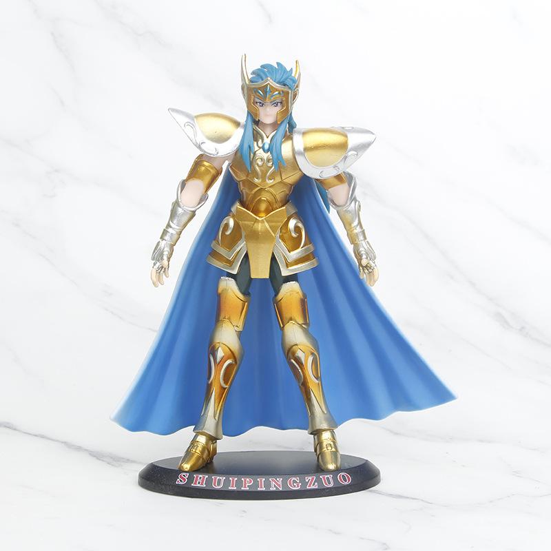 Cheap  Anime Gold Saint Seiya Aquarius Aries Pisces  aquarius Cancer Leo PVC Action Figure Collectible Model Toy 19-21cm