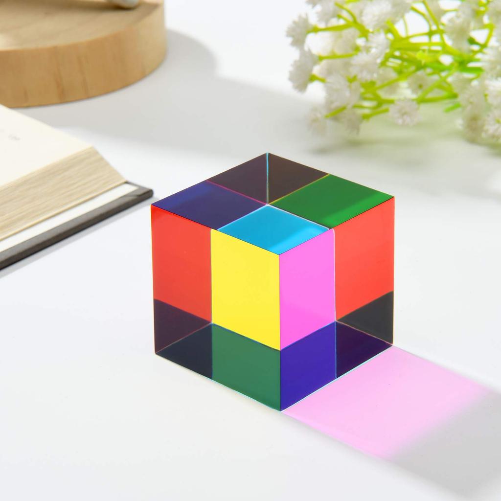 ZhuoChiMall Color Cube, Acrylic Cube Prism, Translucent, Smooth, Decorative, Soothing, 50mm