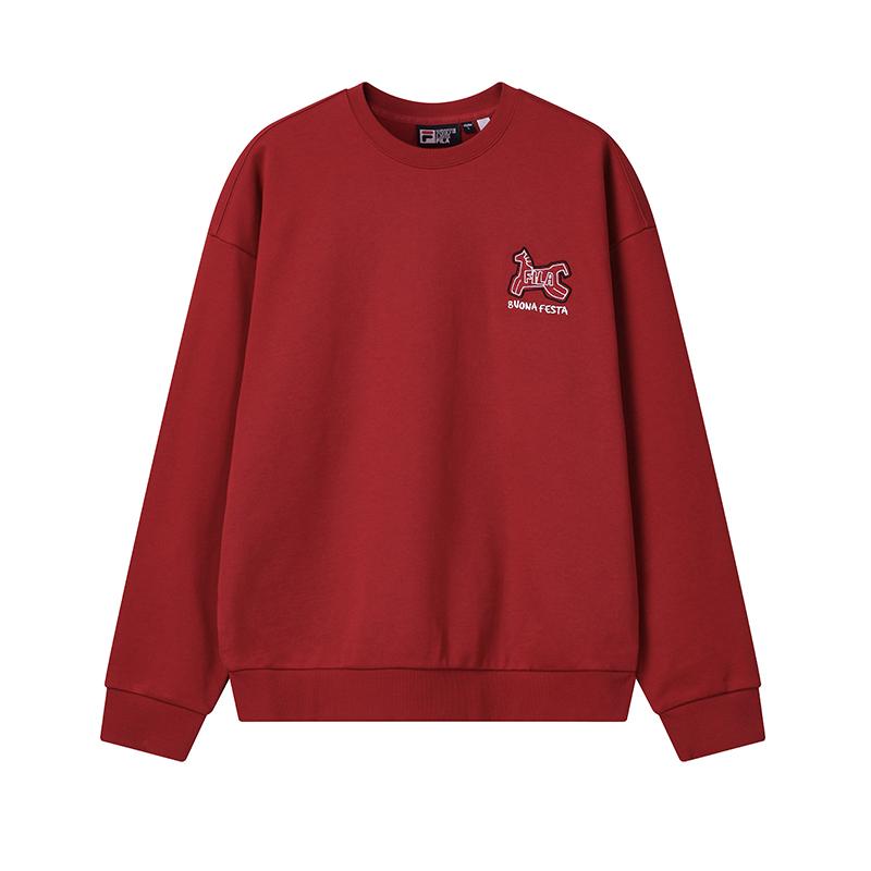Fila CNY Лимитированная серия Новогодний Модный Трендовый Классический Ретро Спортивный Повседневный Хлопковый Удобный Свитшот с Круглым Вырезом Свободный Толстовка F11U619202FPK