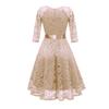 Women's Fashion Vintage V-Neck Long Sleeve Lace  Retro Slim Evening Dress