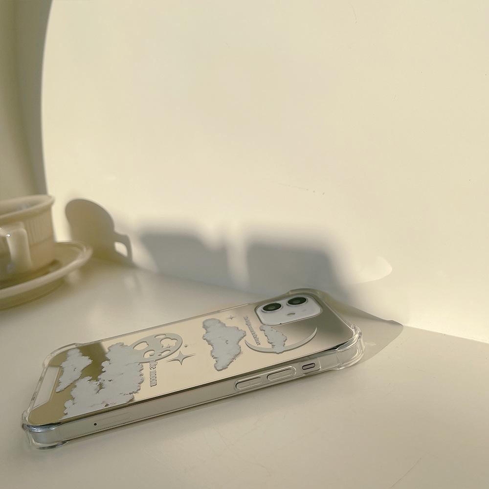 Противоударный чехол для телефона Ins Cloud Moon Mirror для Iphone 12 Mini 13 Promax 8 7 Plus 11 Xsmax X Xr, милый силиконовый мягкий чехол Conque