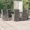 VidaXL Garden Dining Set and Cushions 7 Pcs Black and Grey Rattan, Dining Set, Dining Set 3185183