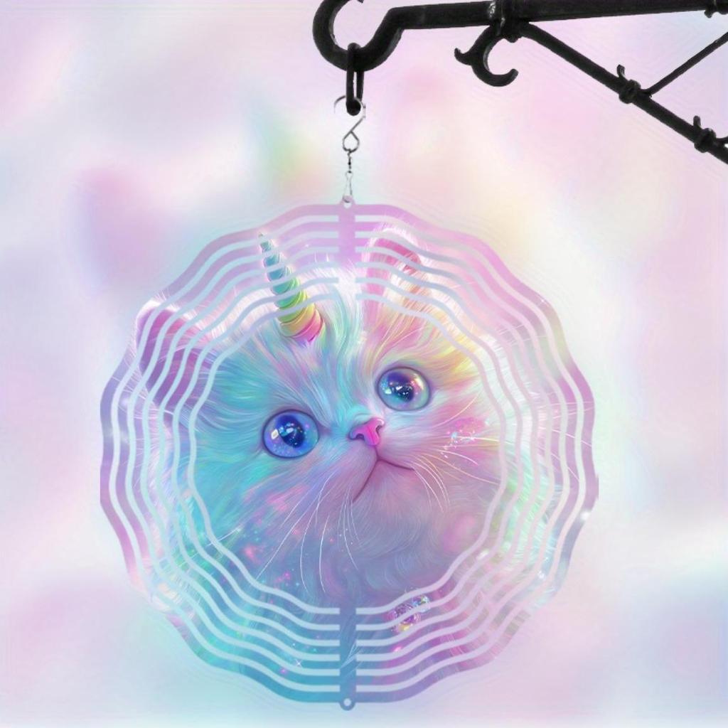 10 Inch Rotating Wind Chime with Cat Design 360 Degree Hook for Garden Balcony Decor Summer Spring Gift for Friends Family