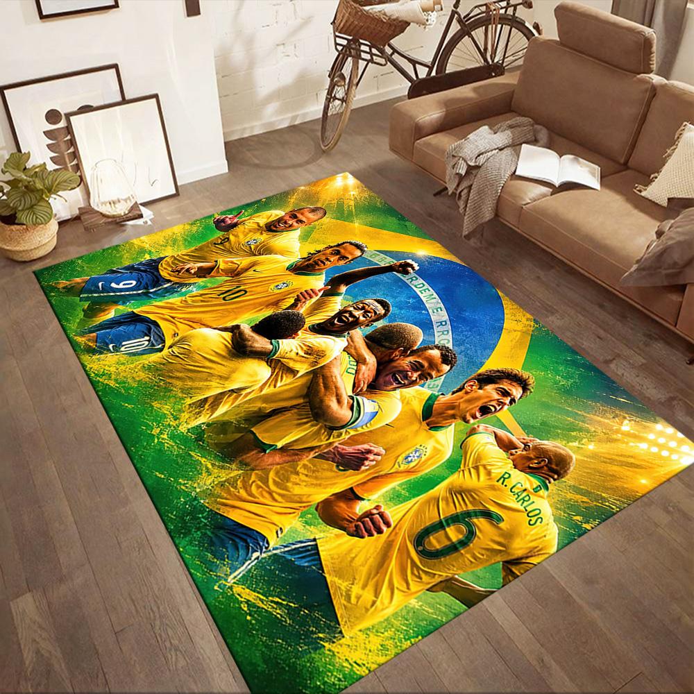 Brazilian Footballer Number Ten Square rugs are a great choice for living rooms, bedrooms, home décor, and as gifts.