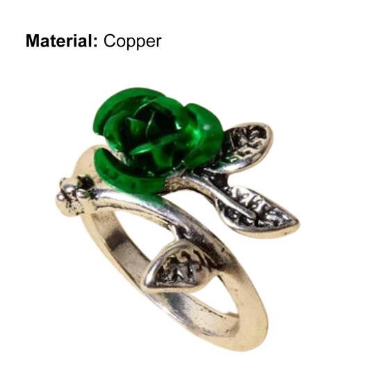 Обручальное кольцо двухцветное женское тонкое медное кольцо с цветком розы и листьями ювелирные аксессуары