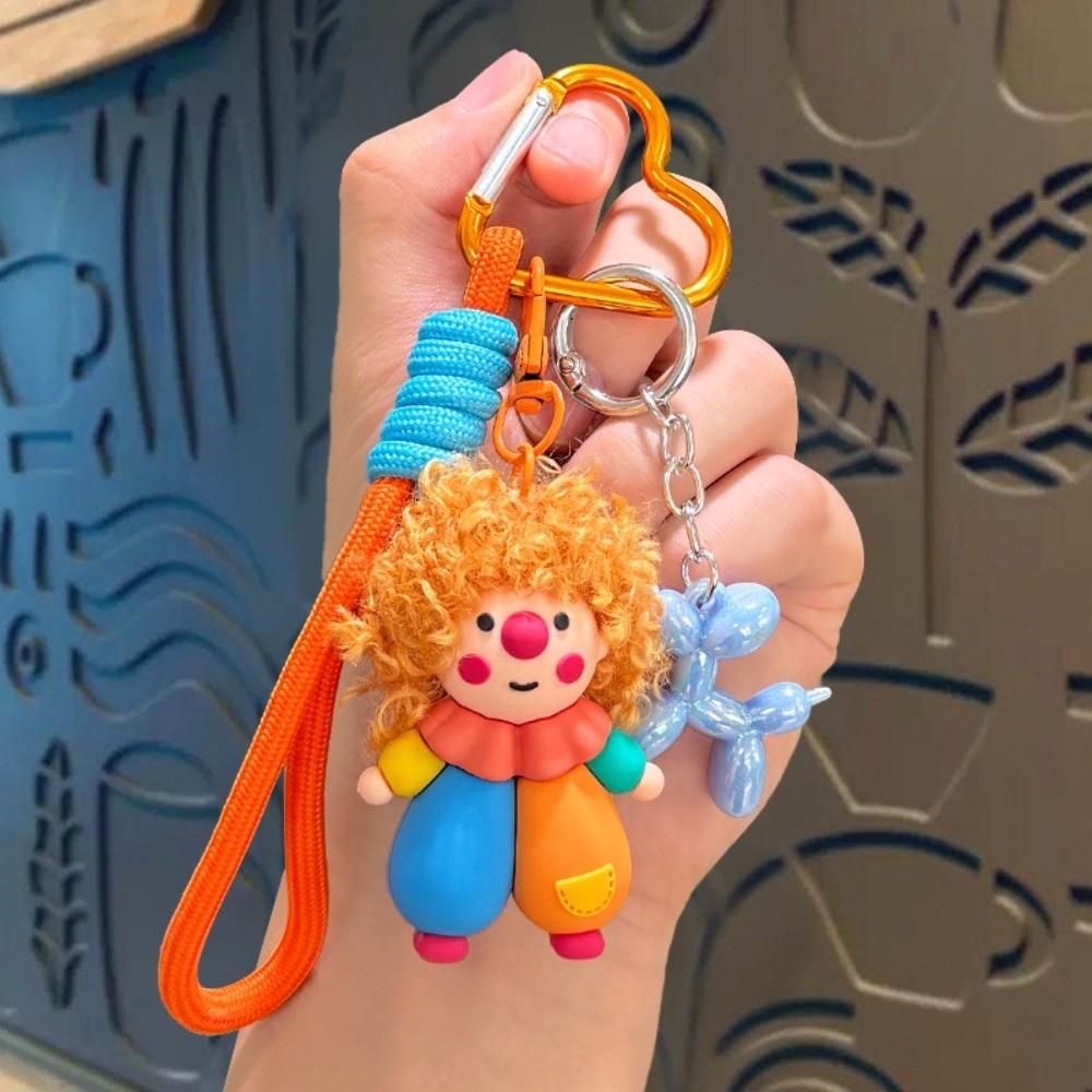 Funny Curly-haired Clown Keychain Creative Curly-haired Doll Key Ring Bag Charm Pendant for Women