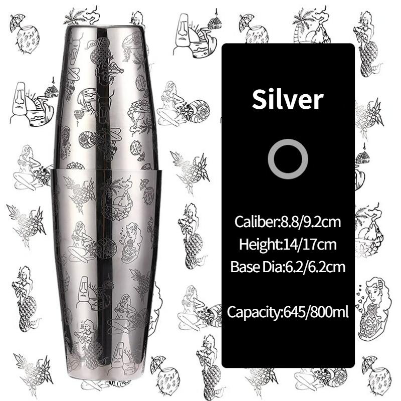 Барный шейкер для коктейлей Бостонский шейкер Нержавеющая сталь Шейкер с гравировкой Барный аксессуар Инструменты бармена Для дома и бара