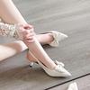Bow Cat Heel Bag Head Sandals Women's Sweet Summer New Pointed High Heel Single Shoes