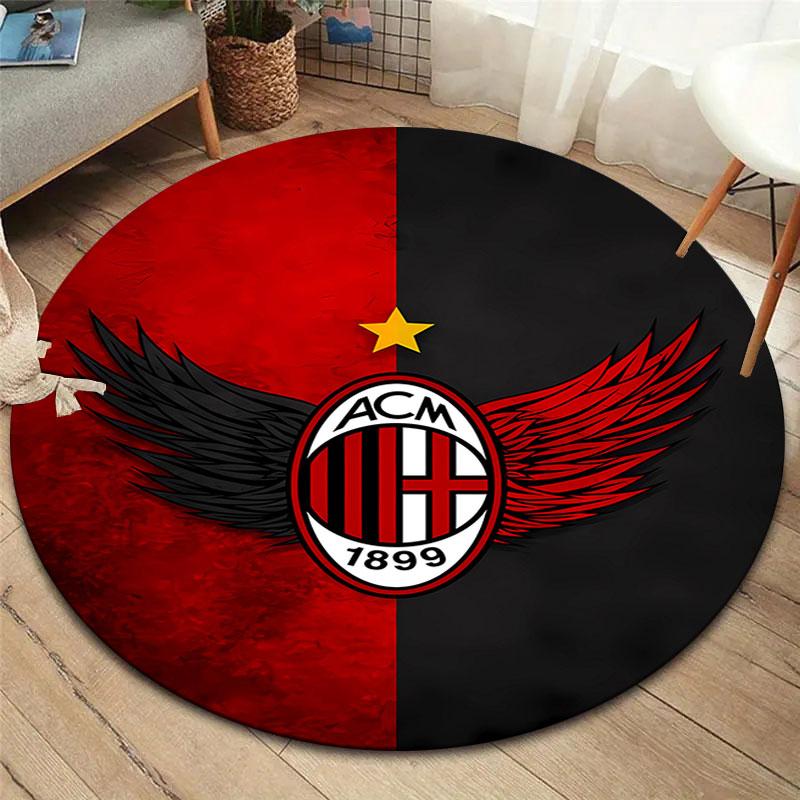 AC Milan Round Area Rug,Carpet Rug for Living Room Bedroom Sofa Playroom Decor,Non-slip Floor Mat