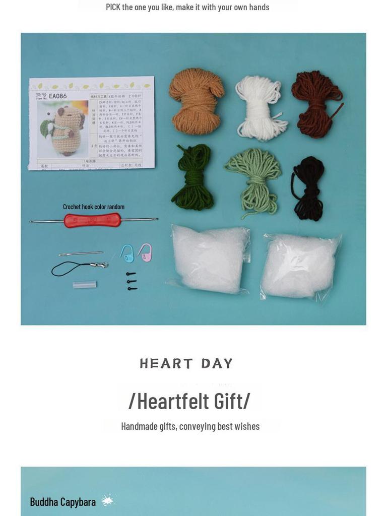 Набор для вязания крючком капибары ручной работы: Набор для начинающих «Сделай сам» шерстяных подвесок в виде животных