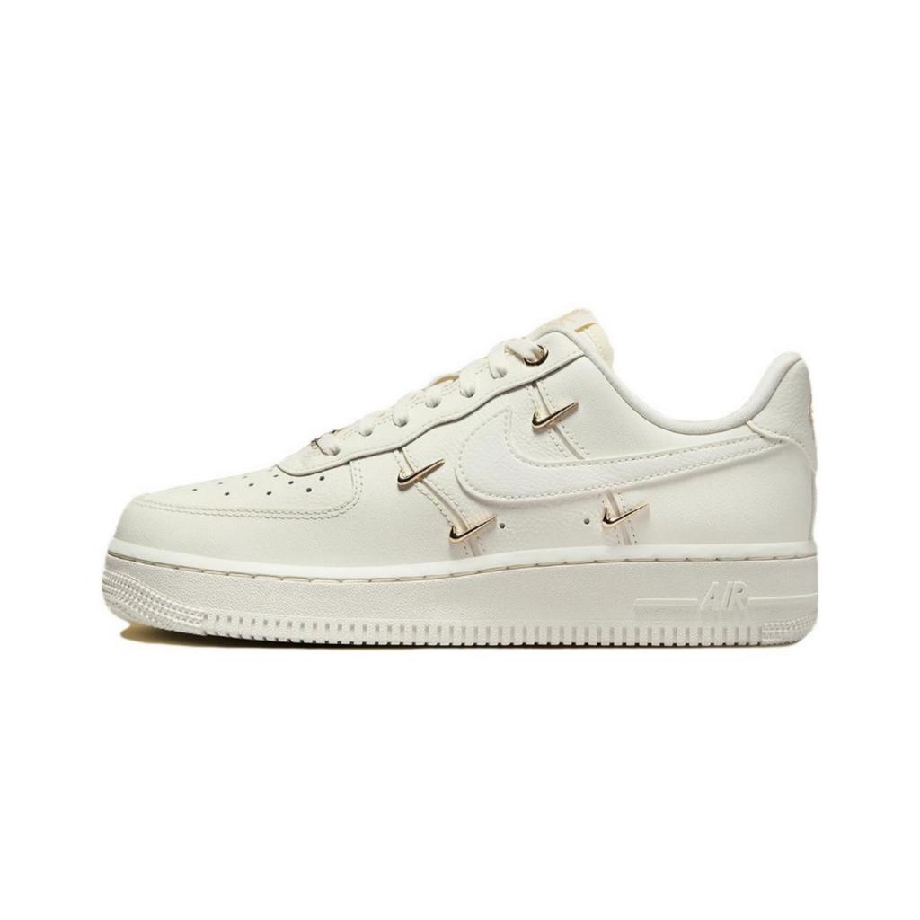Nike Air Force 1 Износостойкие Износостойкие Низкие Кеды для Скейтборда Женские Белый Розовый Золотой FV3654-111(Команда74-)