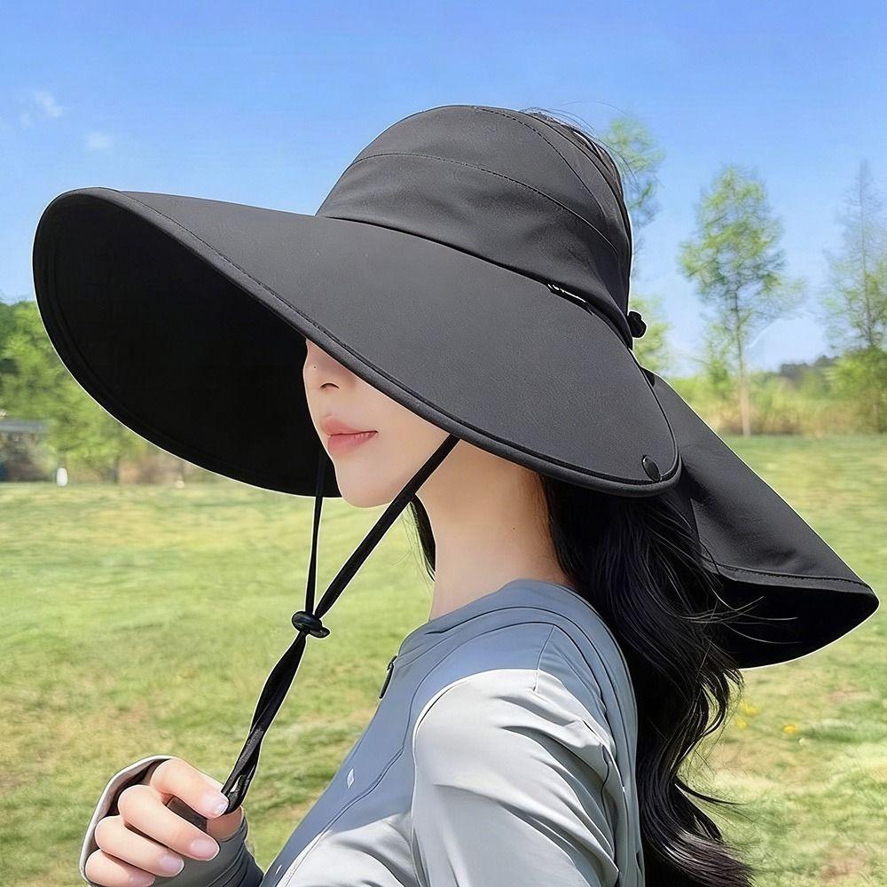 Breathable Sunscreen Cap Wide Brim Shawl Cap New Bucket Hat  Women