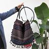 Women's Canvas Bag Ethnic Style Shoulder Bag Cotton Linen Handbags Fashion Fringed Shoulder Bag Literary Style Large Capacity Handbags