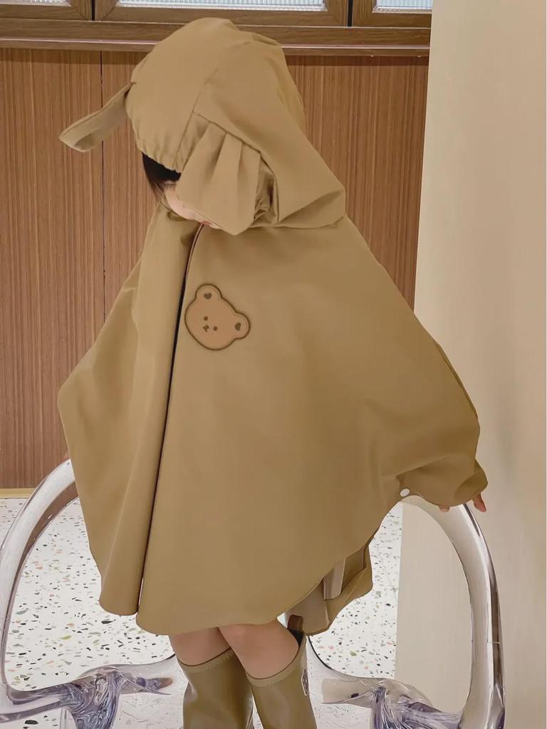 Детский плащ-накидка с капюшоном и рисунком медведя из мультфильма для детей детского сада и учащихся начальной школы