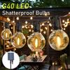 New 21Meters Solar String Light Bulbs G40 Outdoor Patio Decoration Waterproof IP44 Garland Globe Light Ornament Wedding Cafe