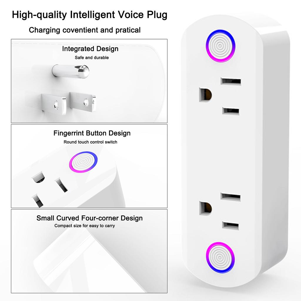 2 In 1 Smart Plug Socket Wireless Dual Power Socket with APP and Voice Control Timing Switch