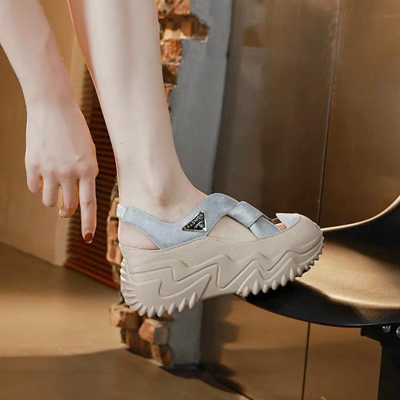 Daddy Shoes женские летние 2025 новые сандалии Baotou Hollow женские универсальные на толстой подошве модные повседневные дышащие женские туфли Tide