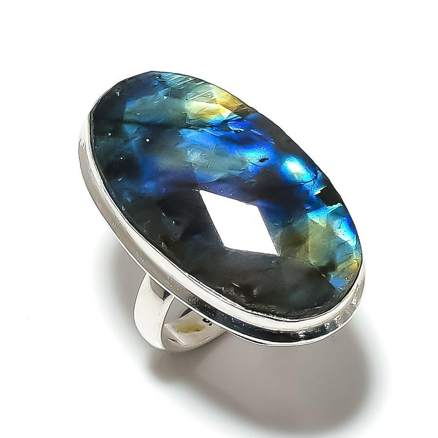 Labradorite Gemstone 925 Sterling Silver Gift Jewelry Ring Size 8
